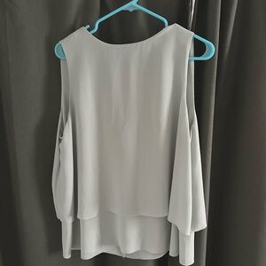 Mango Light Green Asymmetrical Sleeveless Blouse